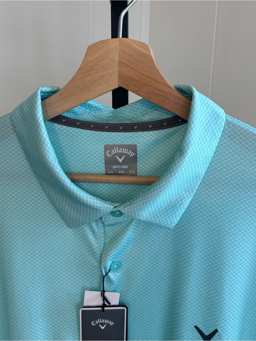 Callaway Opti-Dri Golf Polo Limpet Shell Aqua Mens XXL NWT UPF 50 *NOTE